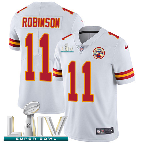 Kansas City Chiefs Nike #11 Demarcus Robinson White Super Bowl LIV 2020 Men Stitched NFL Vapor Untouchable Limited Jersey